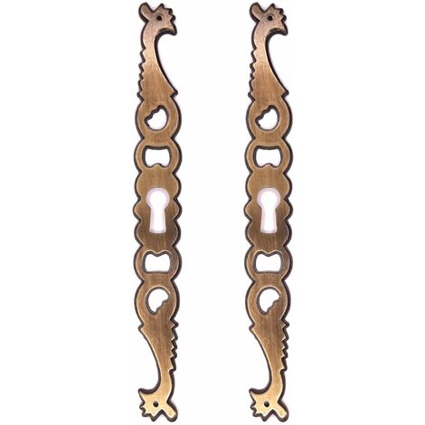 2x Entrée de coq main droite en zamak finition laiton vieilli hauteur 145mm entraxe 130mm Rustique Serrure Ancien Décoration Vintage Meuble DIY