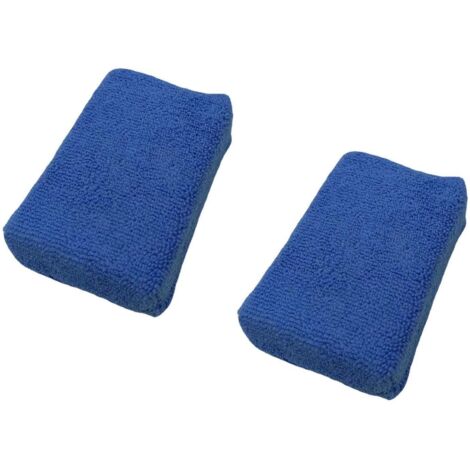 2x éponge microfibre à polir anti rayure moto voiture carrosserie intérieur extérieur nettoyant bleu rectangulaire, 140x90mm