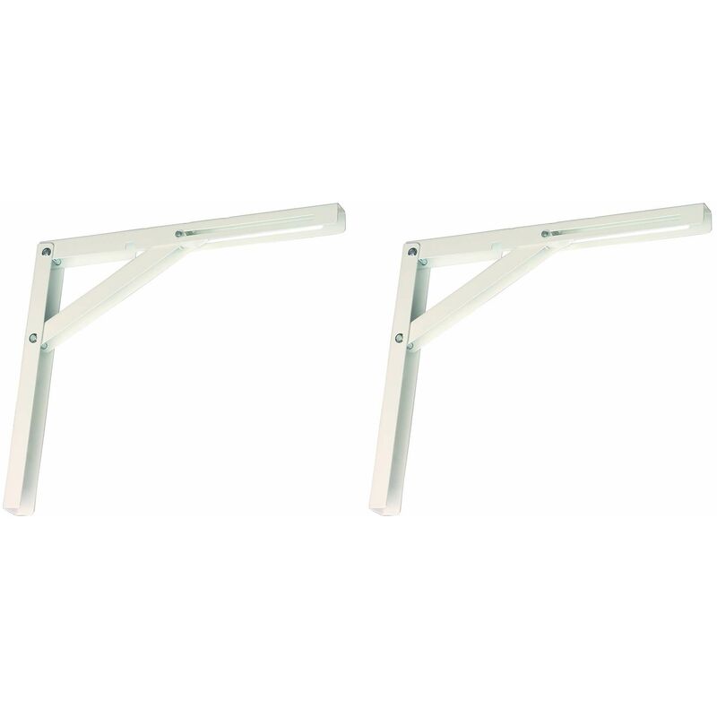 2x Equerre pliante longueur d'épaule 300mm en acier support étagère table bar Console Escamotable Pliable Décoration Multifonction Maison, blanc