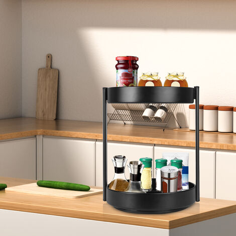 Organizador de encimera de cocina, estante esquinero, organizador de  especias de cocina, 2 niveles, estante de almacenamiento de espacio para  cocina