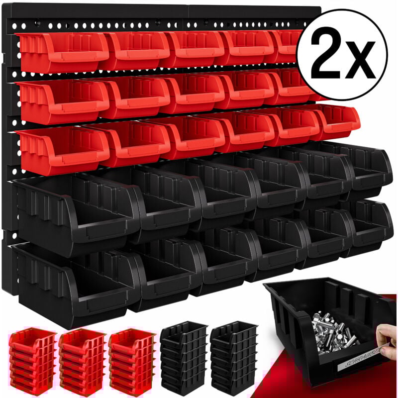 Deuba® 2x Étagère à outils murale 60 boites de rangement empilables et 4 panneaux muraux extensible rangement atelier