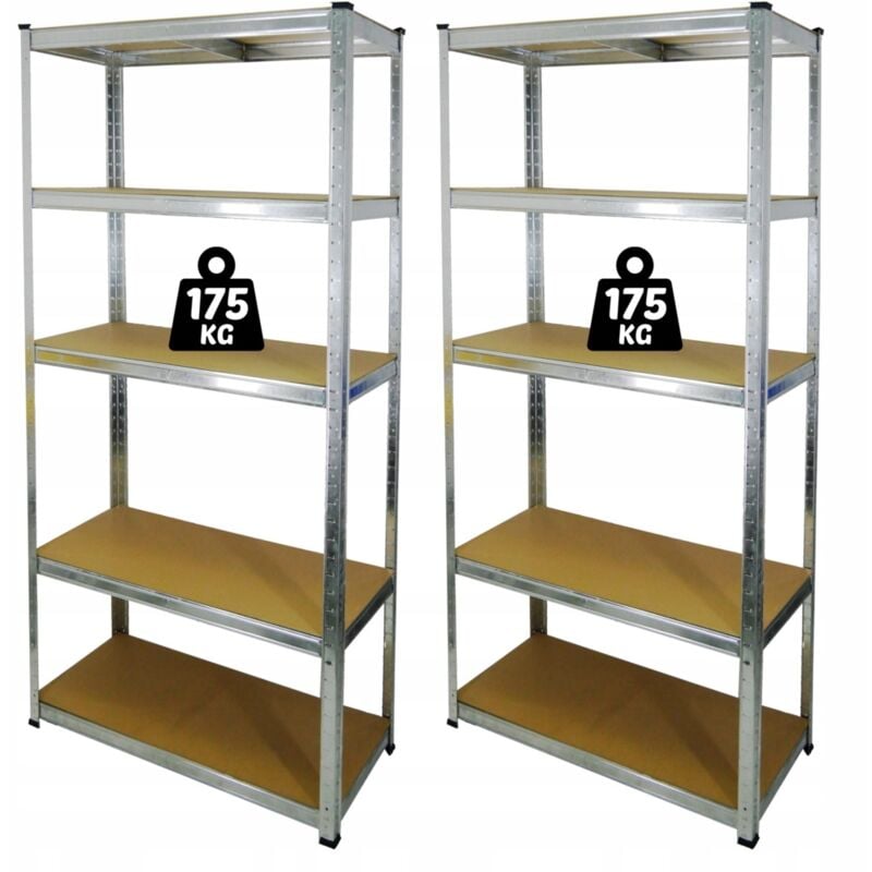2x Etagère de rangement en métal, cave, garage, 180 cm