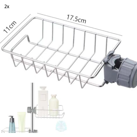 2x Étagère Douche Sans Percage Inox, Étagère Salle de Bain Télescopique Inoxydable, Tablette Support Douche, Porte Savon Barre Douche