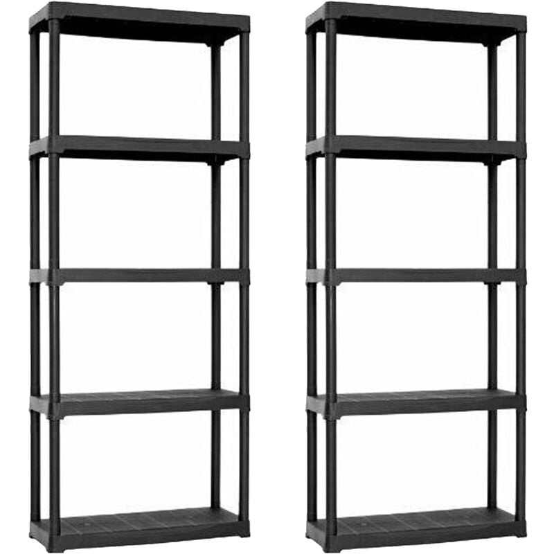 2x étagères 5 étagères en plastique de polypropylène 900x400x1760 mm.