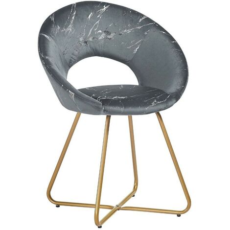 2x Etere-Sessel aus grauem Samt mit goldenen Metallbeinen 65 x 60 x 82 cm