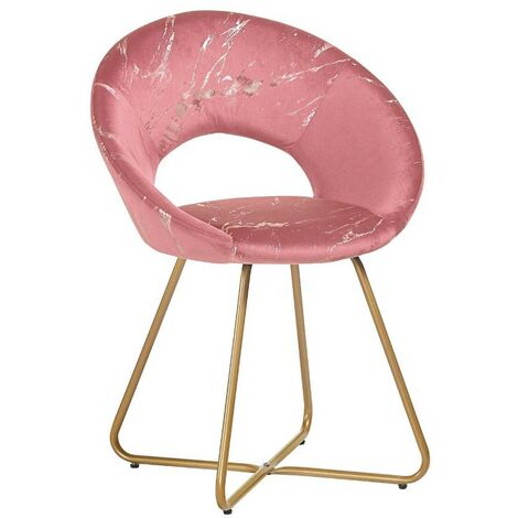 2x Etere-Sessel aus rosa Samt mit goldenen Metallbeinen 65 x 60 x 82 cm
