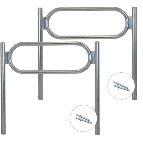 2x Fahrradanlehnbügel 115 x 124 cm Stahl feuerverzinkt Ø 60 mm Einbetonieren Fahrradständer Typ O
