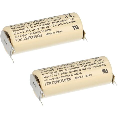 2x FDK Lithium 3V Batterie CR 17450 SE-FT1 A - Zelle Print 2/1 ++/-