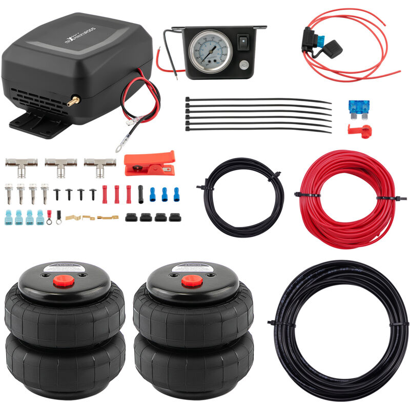 Image of Maxpeedingrods - 2X Federbalg Standard 2500LBS + 12V Kompressor Controller Kit For Pickups Vans