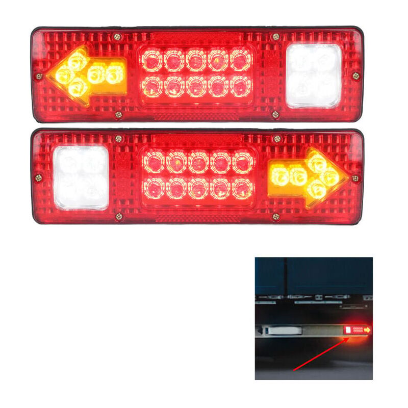 2X Feu arrière led, 19 led, 12 v, pour camions, caravanes, fourgons, remorques de bateaux