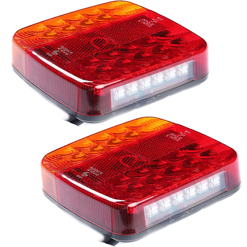 2x Feux Arrière de Remorque Led 12V 5Fonctions Etanche ECE R10 EMC Feu Arrière LED pour Remorque Camion Tracteur
