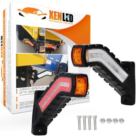 2x Feux de gabarit latéraux + Clignotant LED dynamique pour camion, camping-car, bus, bateau, remorque 12V-24V