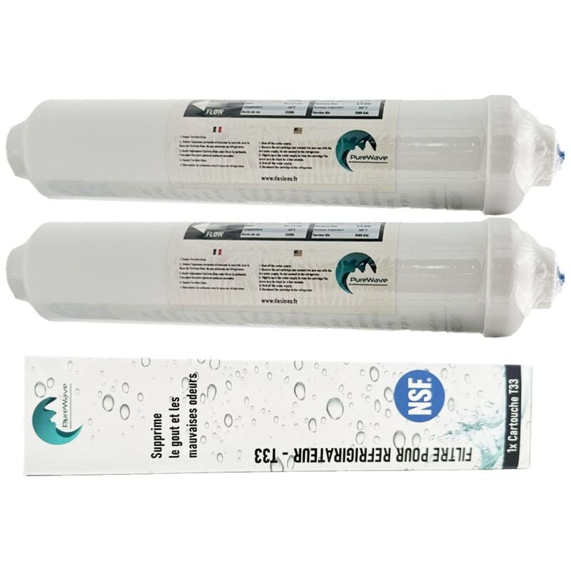 Lot de 2 filtres à eau pour Réfrigérateur cartouche filtrante Compatible Tout Frigo Americain ou Standard
