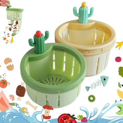 2x Filtre de bonde d'évier Cactus Version améliorée Filtre de bonde automatique à pression Panier poubelle Accessoires de cuisine Bouchon de bonde