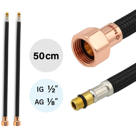2x Flexschlauch DN8 1/2"-M10x1 500mm Schwarz Rosegold