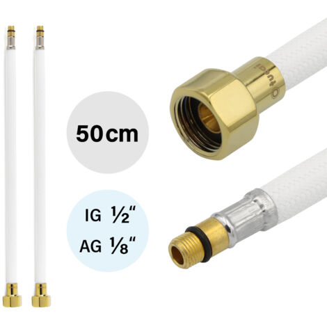 2x Flexschlauch DN8 IG 1/2"-M10x1 500mm Weiss Gold