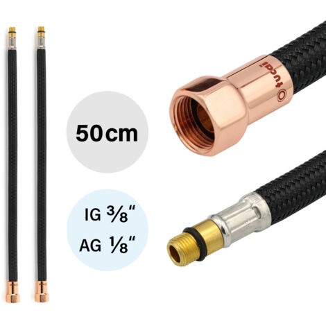 2x Flexschlauch DN8 IG 3/8"-M10x1 400mm Schwarz & Rosegold