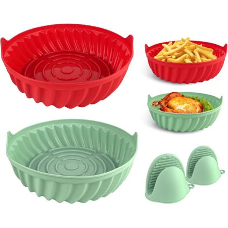 2x FORMA IN SILICONE PER FRIGGITRICE AD ARIA MICROONDE + ZAMPE 16,5 cm