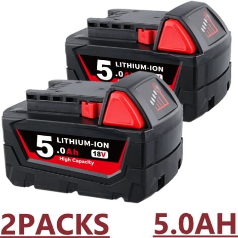2x Für Milwaukee M18 Akku M18B5 18V XC 5.0Ah Li-Ion 48-11-1860 48-11-1852 M18B 48-11-1840 48-11-1828 48-11-1820 48-11-1815 48-11-1850
