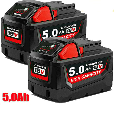 PDSTATION 2x Für Milwaukee M18 Akku M18B5 18V XC 5Ah Li-Ion 48-11-1860 48-11-1852