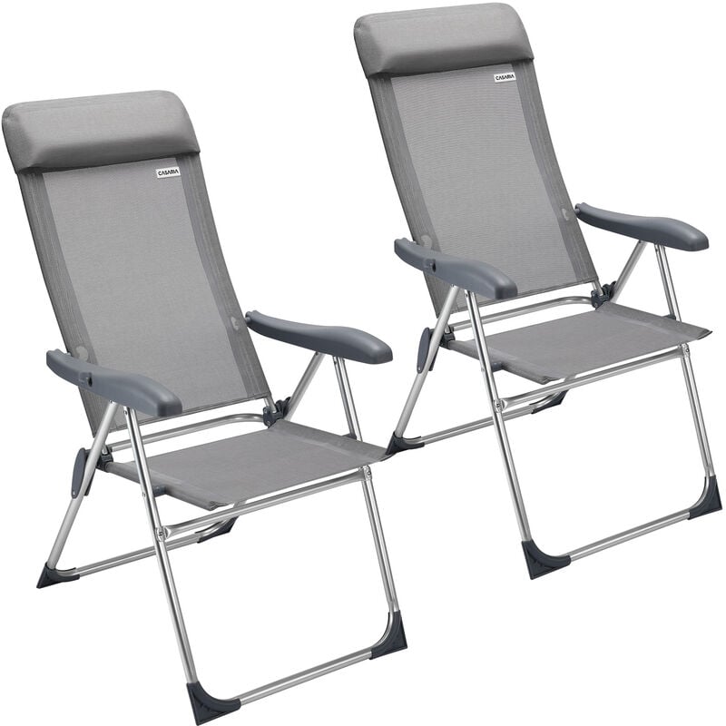 Casaria - 2x/4x Aluminium High Back Folding Garden Chairs Lightweight 7-Way Adjustable Backrest Armchairs Set Padded Headrest Patio Balcony Camping