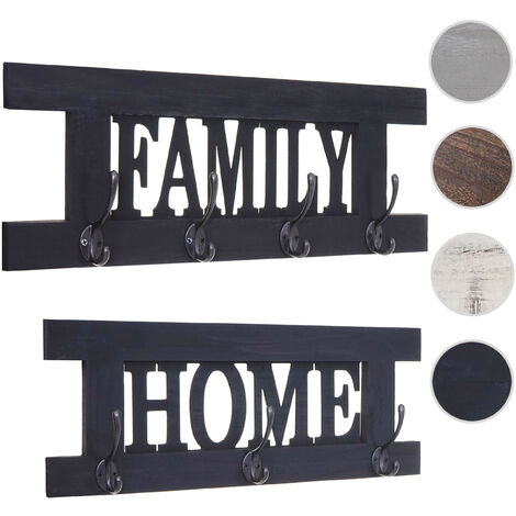 2x garderobe murale HWC-C60 Home+Family, planche vestiaire, style shabby chic, vintage 60x21cm - gris foncé