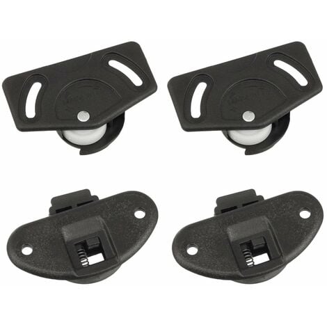 2x Garniture complète pour porte coulissante monture et guide en plastique Rail Fourniture Coulisse, noir