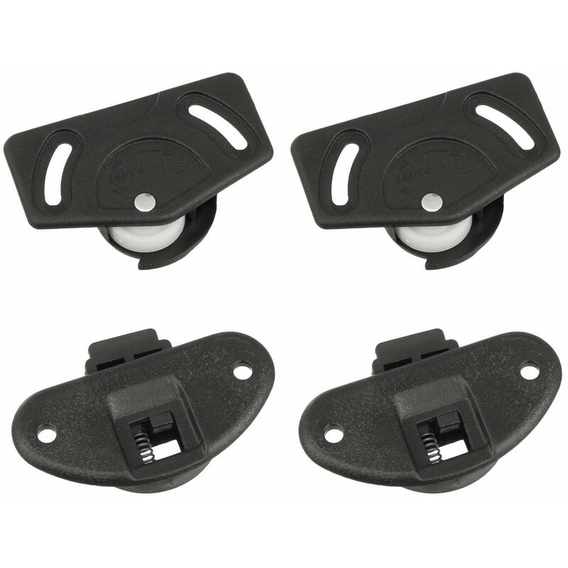 Cyclingcolors - 2x Garniture complète pour porte coulissante monture et guide en plastique Rail Fourniture Coulisse, noir