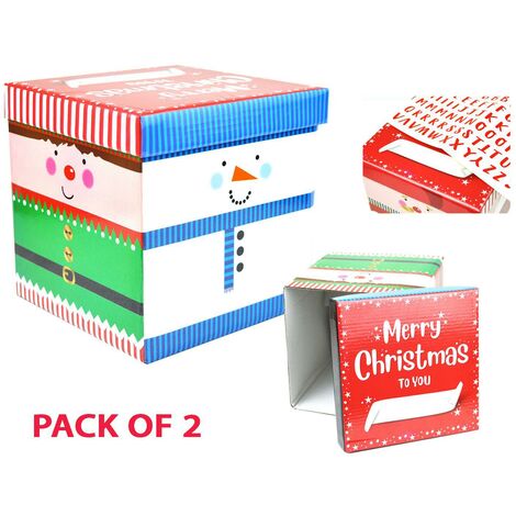 2x Gift Box Christmas Eve Festive Santa Present Toys Storage Kids Children 17cm