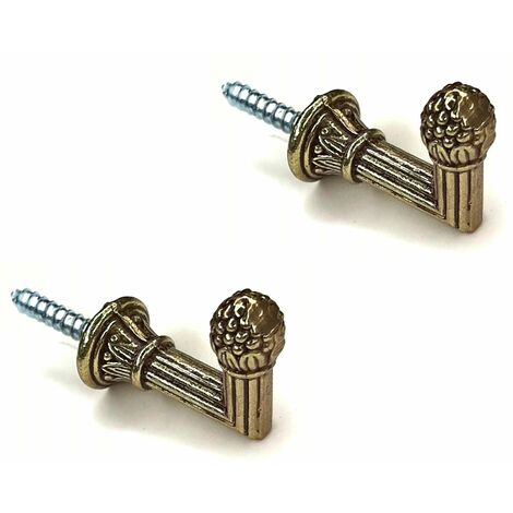 2x Gond Louis XVI pomme de pin zamak finition laiton 30mm rideaux voile crochet fixation embrasse