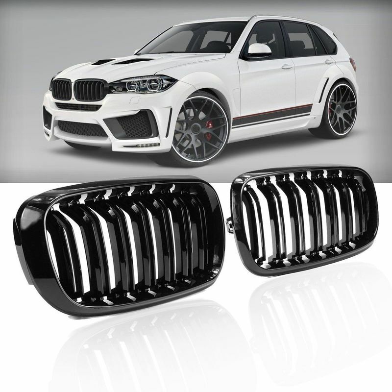 Tuserxln - 2x Grilles Avant Double Lamelles Noir Brillant Pour bmw F15 / F16 X5 X6 14-17