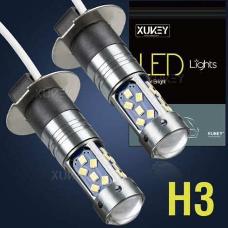 2X H3 27x2016-SMD 12-24V 3W 2250LM 6000K 453 LED Voiture Van Moto Phare Brouillard Ampoules Sans ventilateur Blanc Xénon