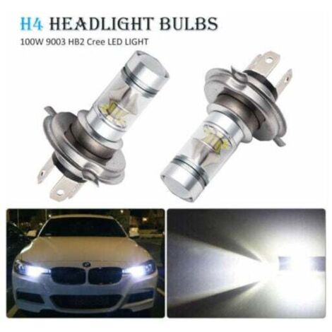 2x H4 LED 100W 20SMD Super Bright Fendinebbia LED Bianco 6000K