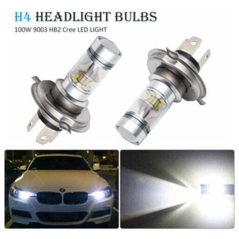 SJQKA 2x H4 LED 100W 20SMD Super Brillant Brouillard Lampe LED Blanc 6000K