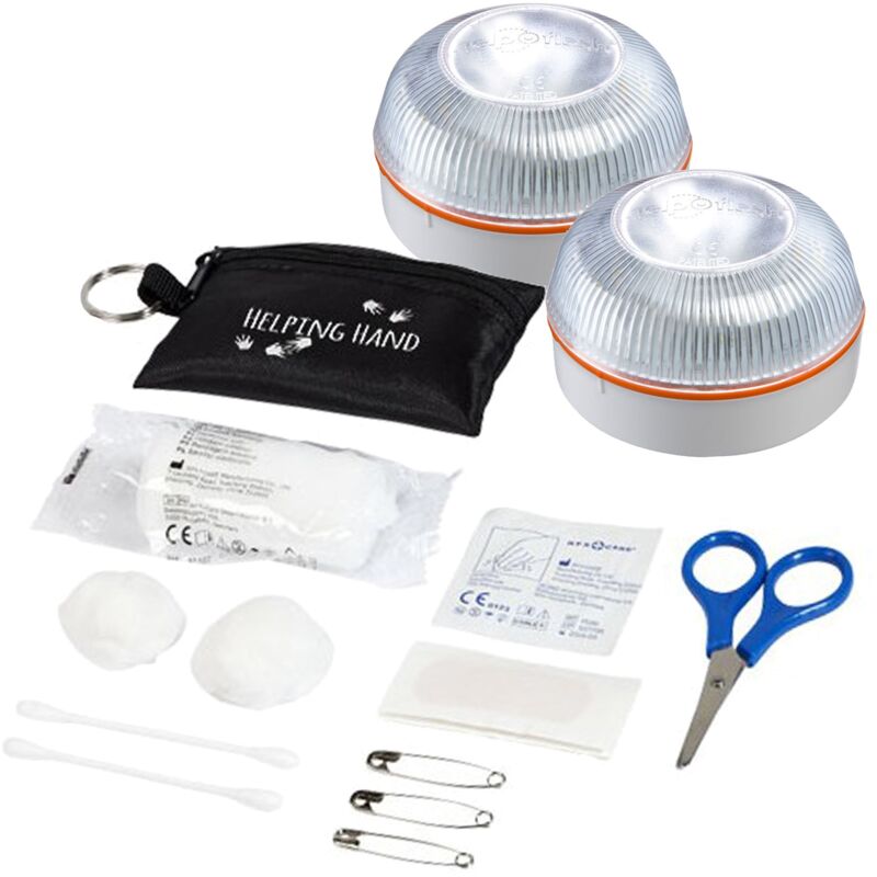 

2x luz de emergencia AUTÓNOMA, señal v16 de preseñalización de peligro y linterna, homologada, normativa DGT, V16, con base imantada, activación