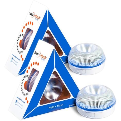 2x help flash smart - luz de emergencia autónoma, señal v16 de preseñalización de peligro y linterna, homologada, normativa dgt, v16, con base imantad