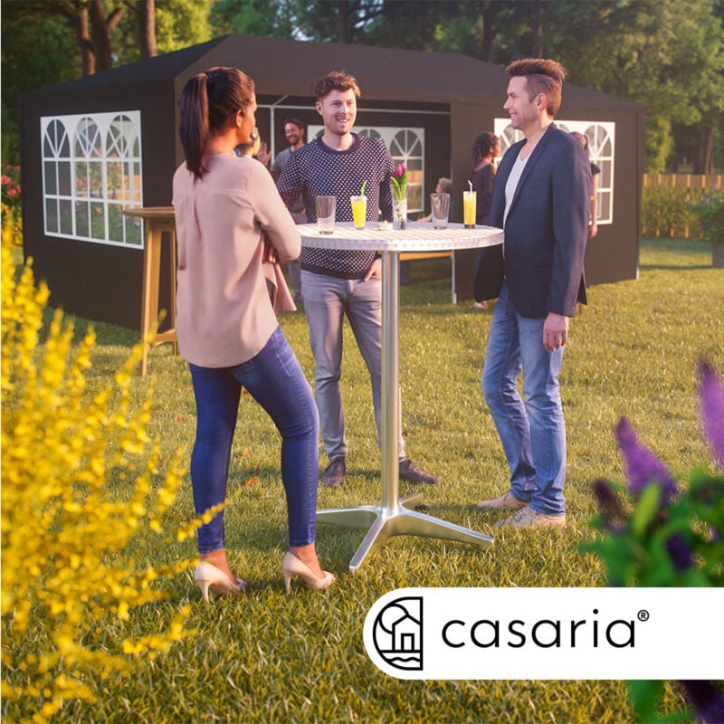 Set of 2 High Tables Foldable Height Adjustable 70 cm 115 cm Aluminium Outdoor Round High Bistro Beer Party Tables - Casaria