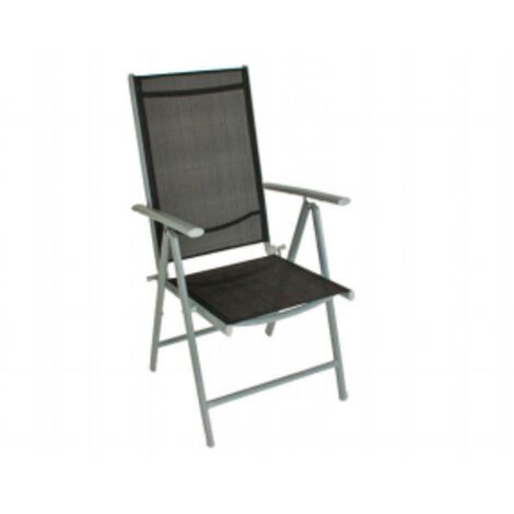 2x Hochlehner 7-Fach verstellbar ALU Stahl schwarz Stuhl Garten Sitz Balkon
