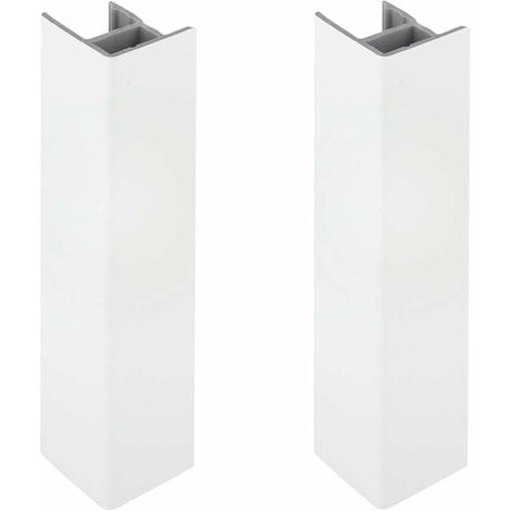 CYCLINGCOLORS 2x Jonction de plinthe 100mm finition blanc brillant Cuisine Raccord Connecteur Pied de meuble Profil PVC Plastique