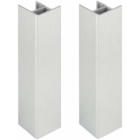 2x Jonction de plinthe 120mm finition aluminium brossé Cuisine Raccord Connecteur Pied de meuble Profil PVC Plastique
