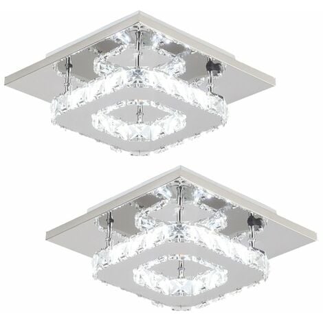 STOEX 2X K9 Crystal Chandelier Clear Glass Ceiling Lamp Led Modern Ceiling Light for Office Living Room Bedroom Kitchen Living Room Cool White