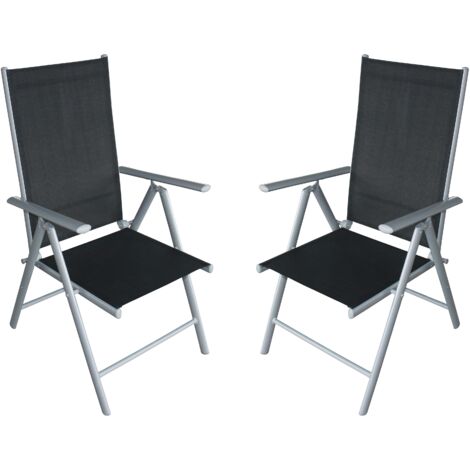 2x Klappsessel RAVENNA Alu + Kunstgewebe schwarz (2-er Set)