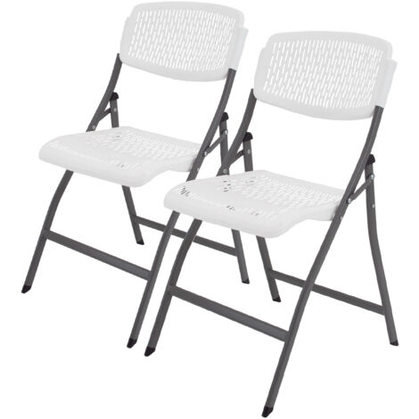 2x Klappstuhl 150 kg ergonomische Sitzform Gartenstuhl wetterfest Campingstuhl Balkonstuhl in weiß