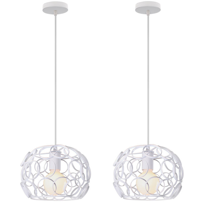 Image of Axhup - 2X Lampada a Sospensione, Lampada da Soffitto con Ø24cm Gabbia Rotonda, in Metallo con Supporto E27 per Soggiorno Cucina Camera da Letto Loft