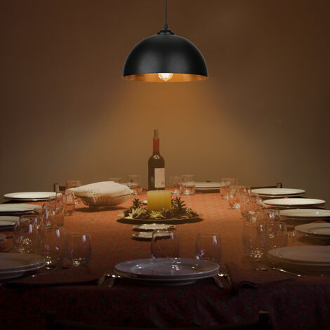 2x lampada a sospensione paralume lampada a sospensione LED retrò nero-oro montare cucina