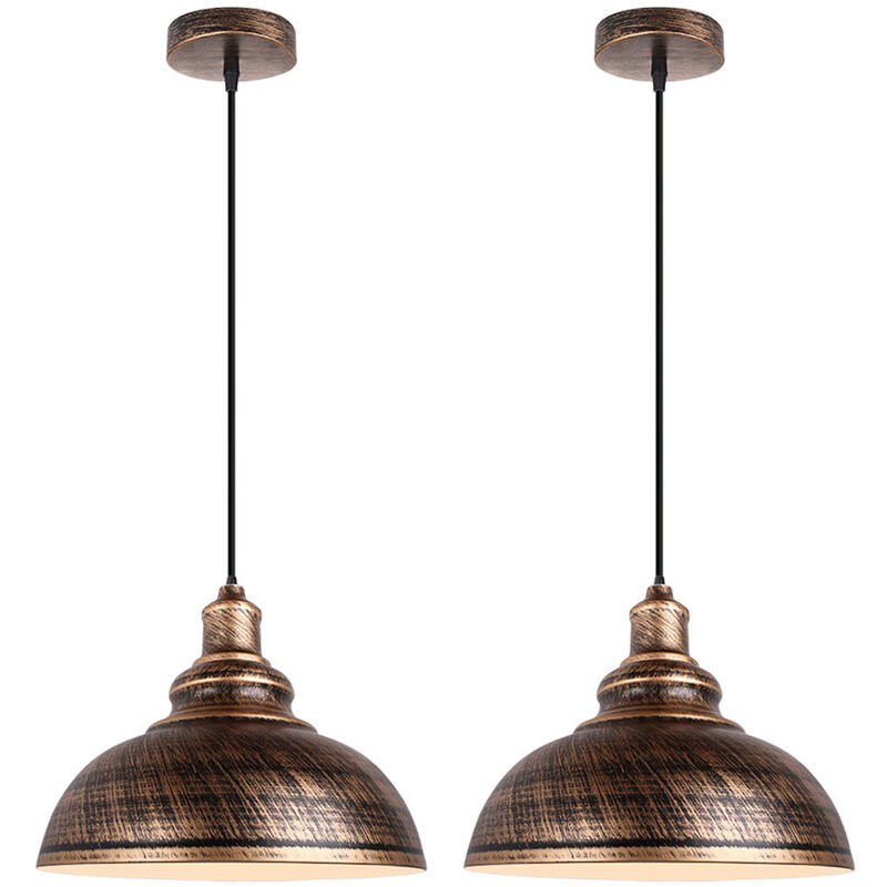 Image of 2X Lampada a Sospensione Vintage, Lampada da Soffitto con Ø29cm Paralume in Metallo, Industriale Stile Illuminazione Supporto Edison E27 per