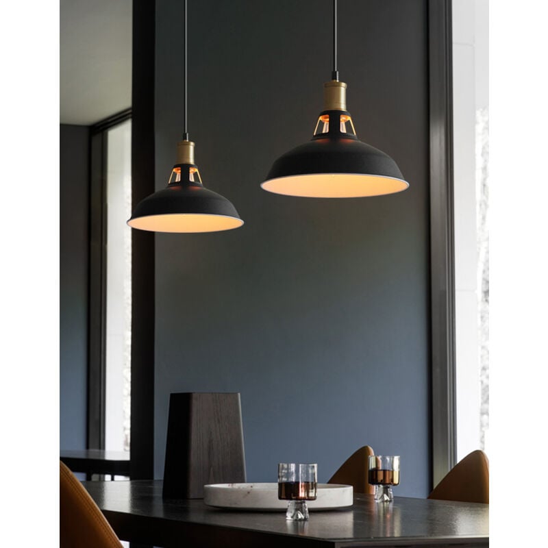 Axhup - 2X Lampada a Sospensione, Vintage Lampada da Soffitto con Paralume in Metallo, Industriale Stile Illuminazione Supporto Edison E27 per