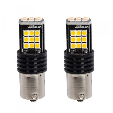 2x Lampada LED BA15s S25 P21W 24 SMD 3030 12V 24V Gialla Ambra H50mm Canbus