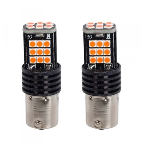 2x Lampada LED BA15s S25 P21W 24 SMD 3030 12V 24V Rossa 300lm H50mm Piedi Dritti