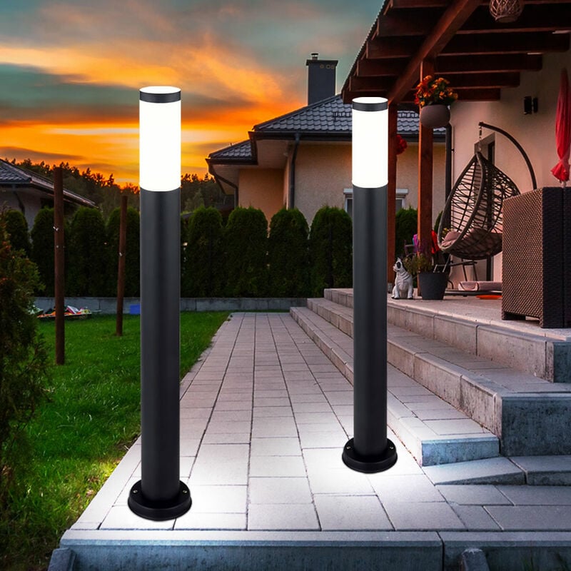 2x éclairage extérieur sur pied chemin de maison de jardin lampe de base sur pied en acier inoxydable anthracite